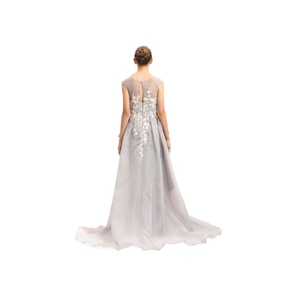 Embroidery Flower Sleeveless Evening Dress / Wave - Like Shape Wedding Bridesmaid Dress