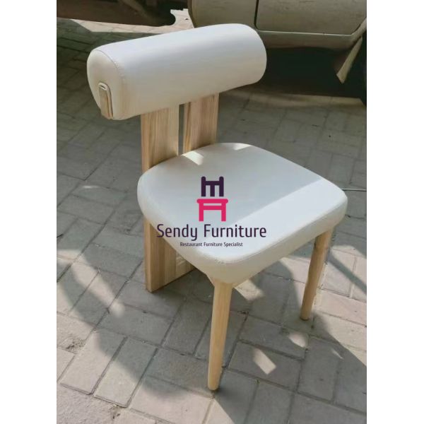 Vintage White Berber Fleece Upholstered Dining Chair Without Armrests