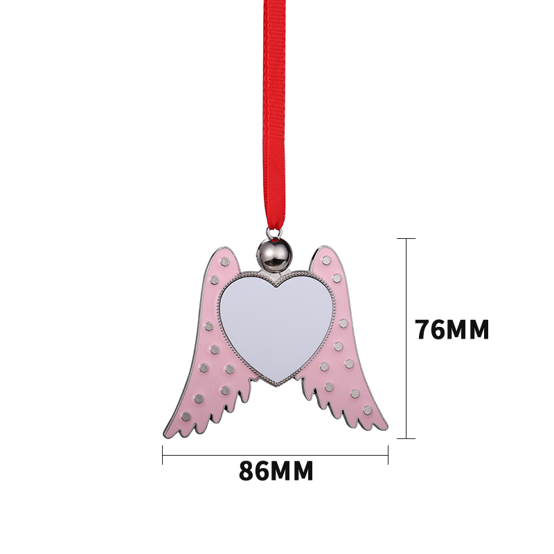 Sublimation Blank Metal Angel Wings Christmas Ornaments Custom Christmas Gifts
