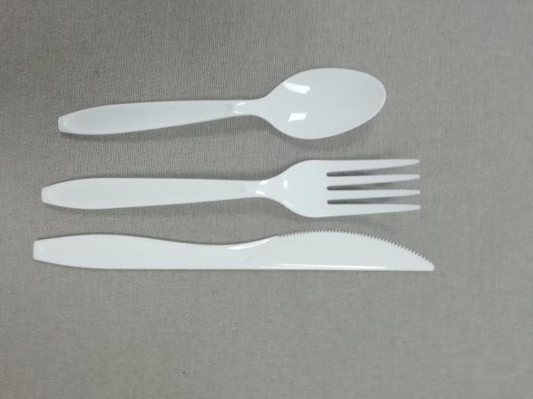 Heavyweight Disposable  Plastic Flatware,Ps Cutlery Sets ,7 Inch White Knife,Fork ,Spoon disposable plastic knives