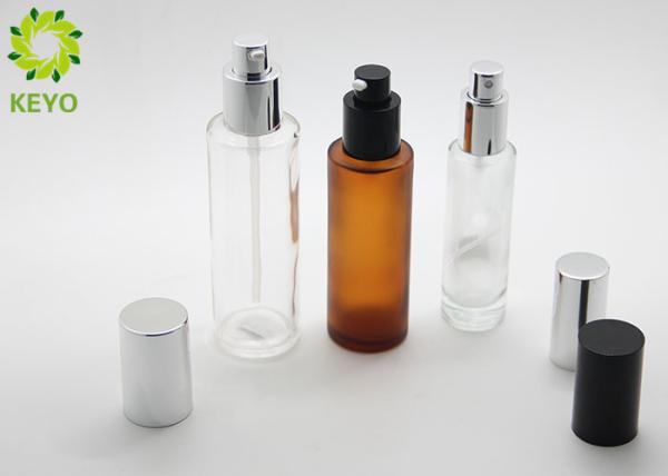 Round Frosted Flat Shoulder Glass Bottle 30ml 60ml 80ml With Pump Lotion Cap