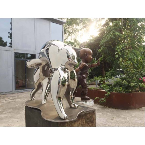 Yard Decoration Funny Garden Art Outdoor Metal Sculpture Mirror Surface