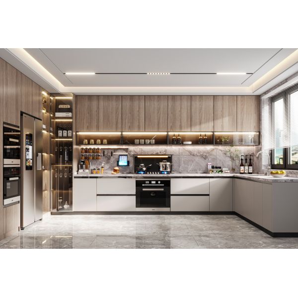 Luxury Modern Melamine Furniture Custom Wood Kitchen Cabinet For Home