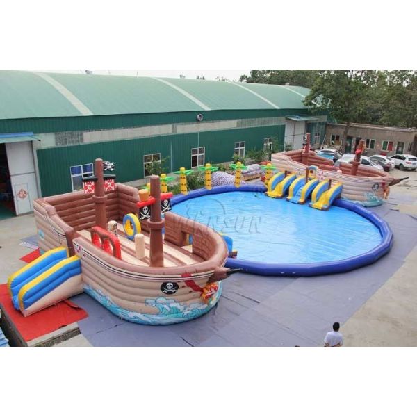 Pirate Ship Commercial Inflatable Water Park 0.9mm PVC Tarpaulin Made
