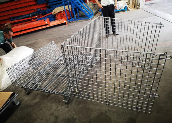 Workshop Metal Wire Mesh Storage Cages Galvanized Surface 800*600*640mm