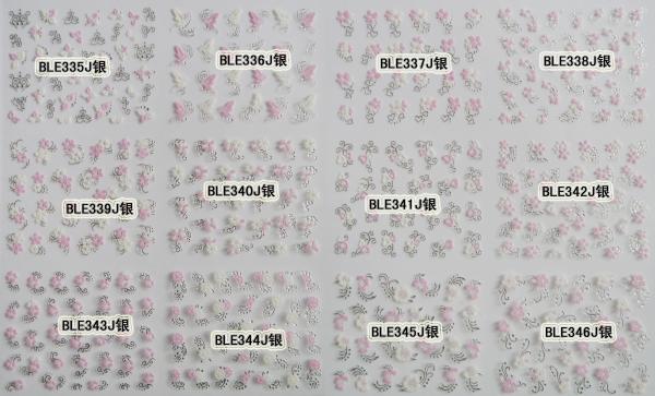 3D Glitter foil nail polish sticker for nail art wholesale nail sticker-BLEJ335-346Silver