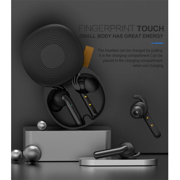 Black White Waterproof Bluetooth Earphones 55mAh TWS True Wireless Stereo Earbuds