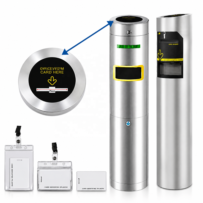 304 Stainless Steel RFID Card Collector with 280 Card Capacity and Door Opening Motion Sensor for Gym Access Control