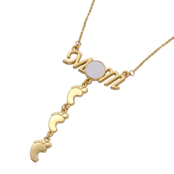 Collier Fête des Mères Maman Collier Sublimation Empreinte de Pied Collier Personnalisé Pour Maman Et Bébé