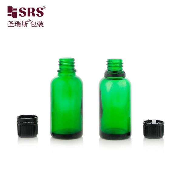 Empty Cosmetic Massage oils Child Resistant Cap Screw Type With Plug Glass Bottles For Oil