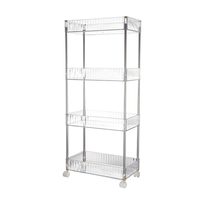 Trolley Storage Rack Transparent Multi-floor Movable Living Room Kitchen Household Bathroom Debris Storage Rack