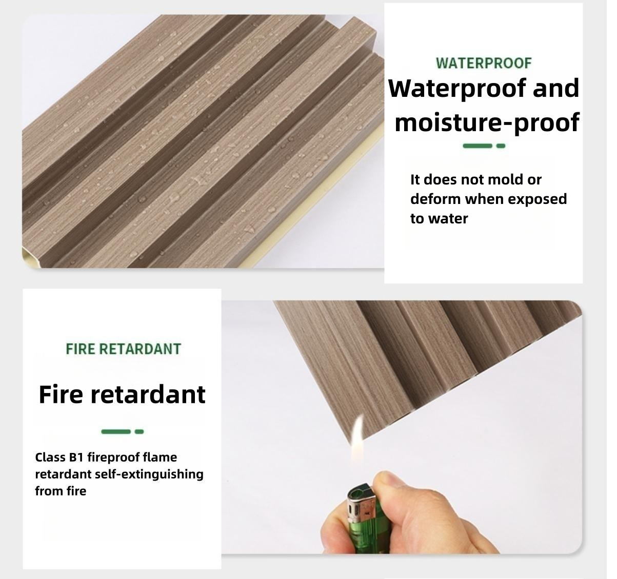 Panel de pared de madera aislada en 3D de WPC Superficie cepillada para decoración interior interior