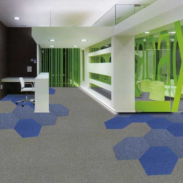 Machine Tufted Hexagon DIY Color Commercial Carpet Tile for Office Floor Improvement