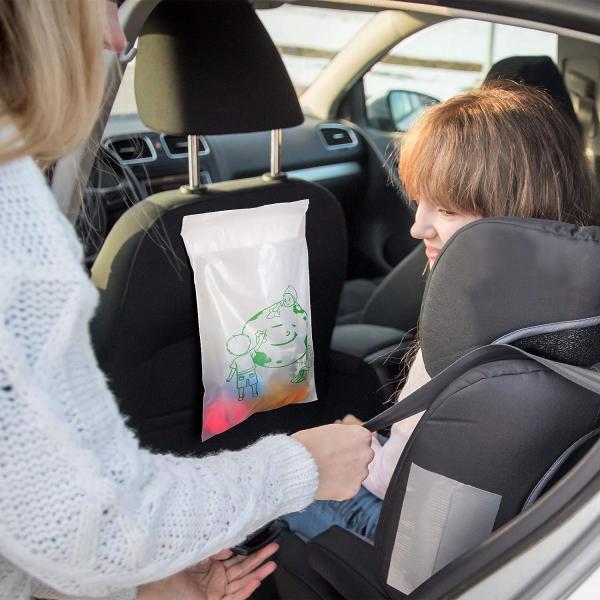 Biodegradable Disposable Car Trash Bags PLA Self Adhesive Portable Leak Proof Vomit Bags White Cartoon Trash Bags
