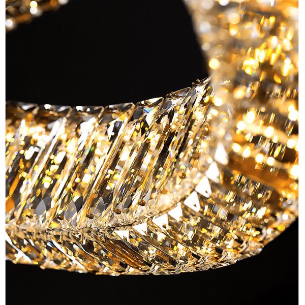 OEM moderno de deslumbramiento del LED Crystal Ring Chandelier Double Ring para la sala de estar