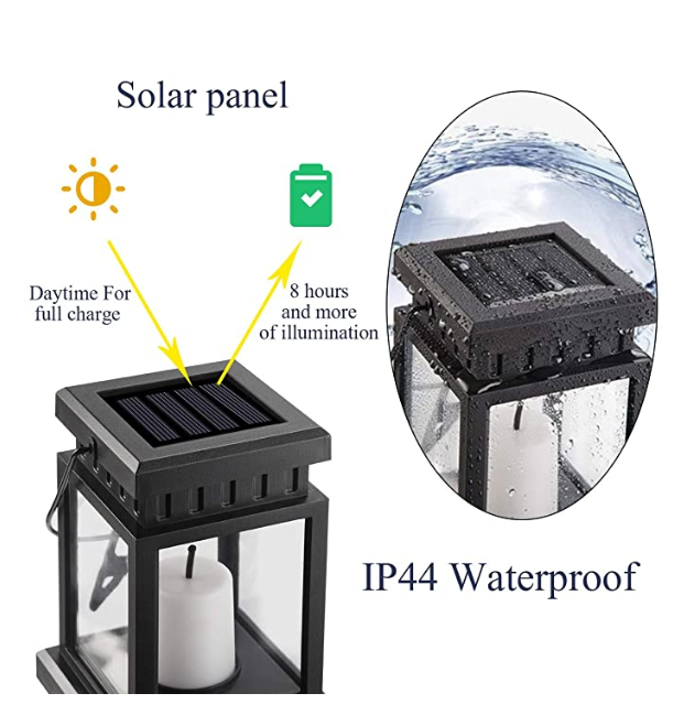 Candle Effect IP44 Waterproof 6.54 Inch LED Solar Garden Lanterns