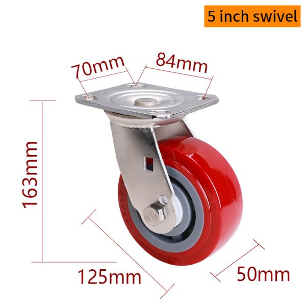 EDL 5 Inch Stainless Steel Heavy Duty Caster With Durable TPU Wheel Loading 350Kg S715P-85