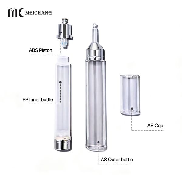 Professional Custom Dual-Chamber Vacuum Airless Pump Bottle for Scalp Care with 5ML 10ML 15ML Capacity and Customizable Logo(MC-267)