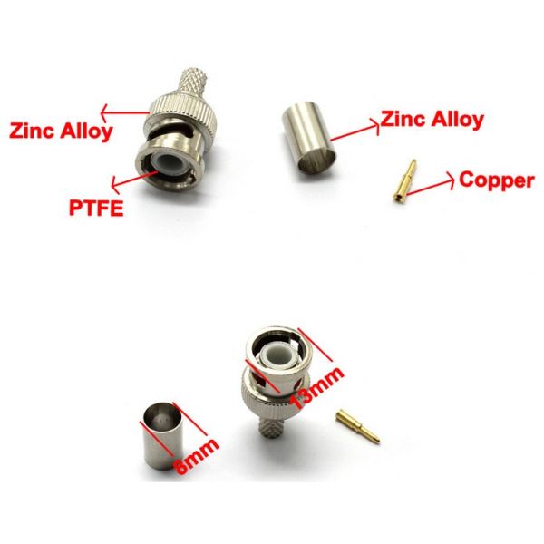 VK20013 3G HD / SDI Male Crimp BNC Connector FOR RG6 RG11 Coaxial Cable