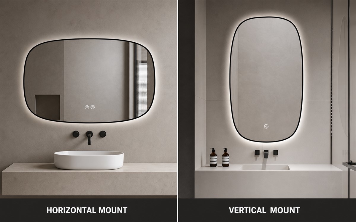 Touch Dimmable LED Wall Mirror with Copper-free Silver Mirror and IP44 IP54 Waterproof for Bathroom