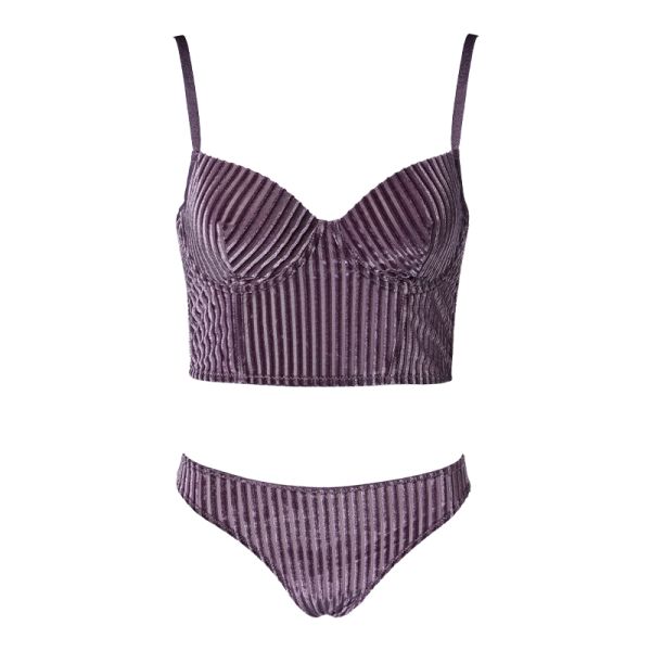 Thong Lingerie Set S-xl Plus Size Sexy Velvet Underwire Underwear Set Ladies Threaded Push up Gathered Adjustable Bra