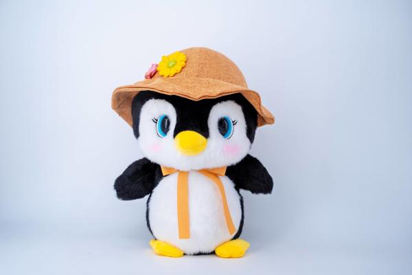 Customizable Cute Penguin Soft Toy Stuffed Animal With Hat Wearing And Backpack