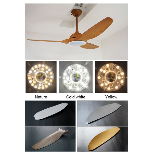 Cuisine 15cm Longueur de suspension Lamelle en plastique moderne DC LED ventilateur de plafond d'échappement avec 2-