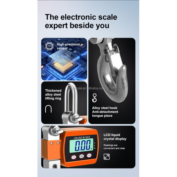 Hanging Scale Digital Electronic 300kg Mini Gram Feature LCD/LED Display Tare Function for Luggage Weighing OEM/ODM