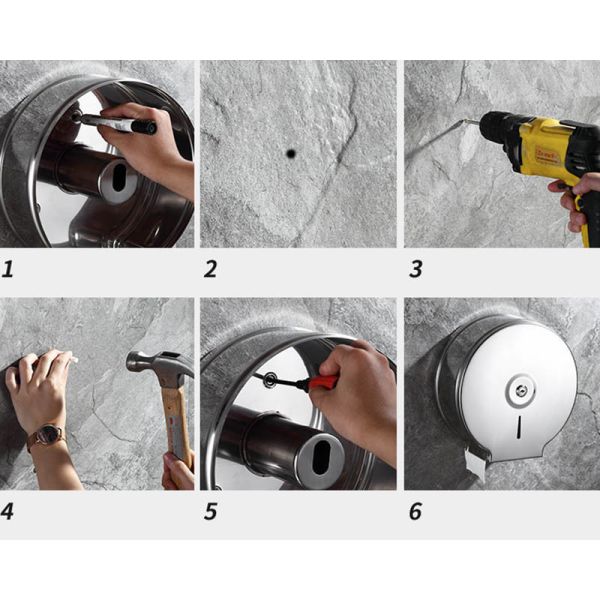 9 Inch Stainless Steel Toilet Paper Dispenser Wall Mounted Round Shape