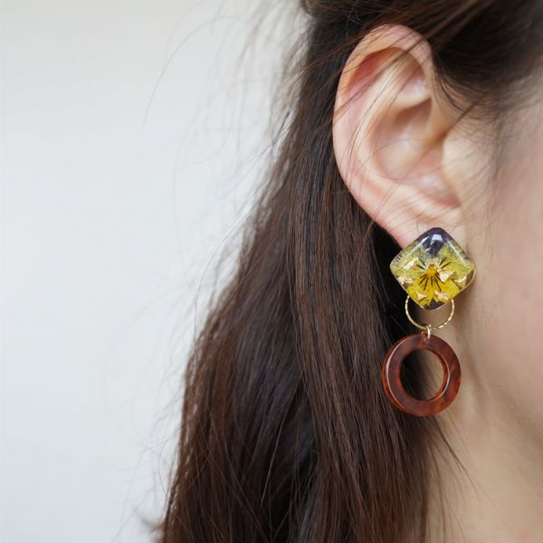 Iceland Halo Yellow Cute Earstud Accessories Ring Shape New Design Earrings For Girl