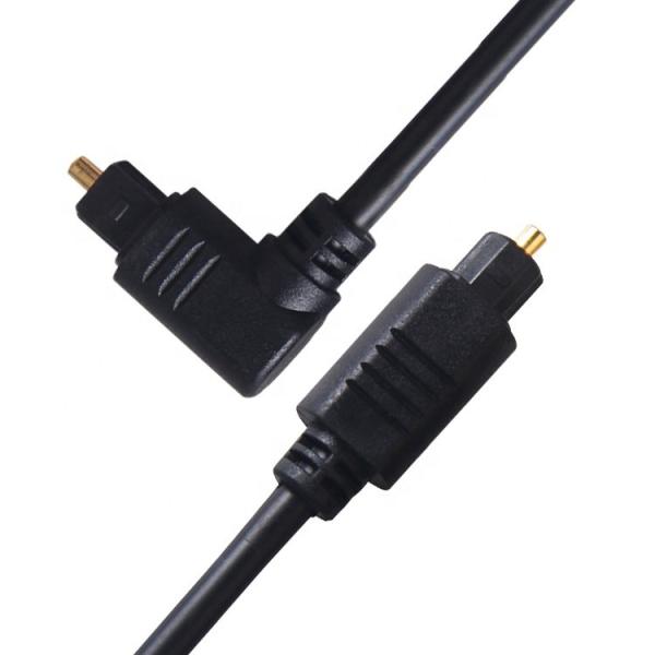 High Quality 90 Degree Angle 24K Gold SPDIF Digital Optical Audio Toslink Cable for  PS4 TV