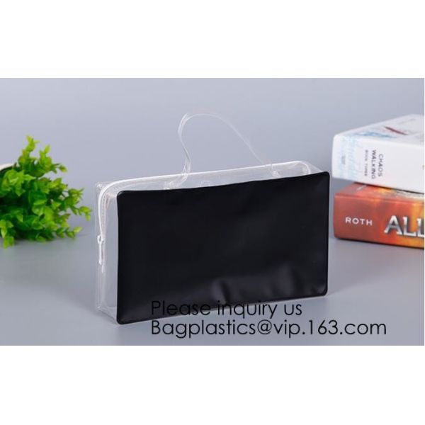 Makeup Bag Cosmetic Bag Travel Toiletry Bag Waterproof Makeup Zipper Portable Transparent Pouch Set - Black, bagease pac