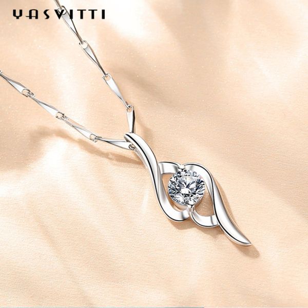 ожерелье ожерелья пера ангела 8g 28mm серебряное Hypoallergenic стерлинговое серебряное