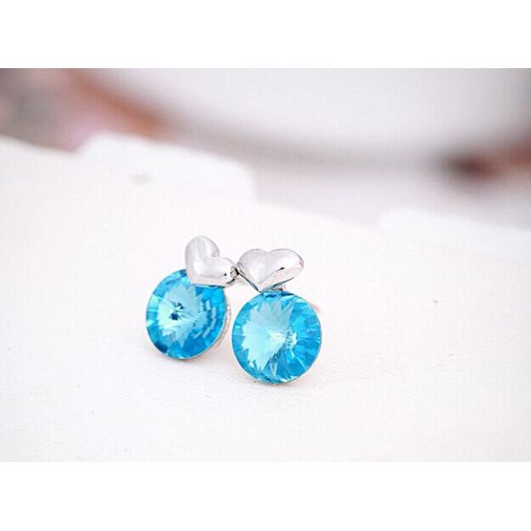 S925 sterling silver earrings Austrian crystal earrings lovely peach heart