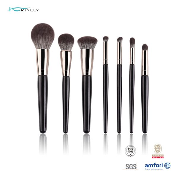 El cepillo del maquillaje 7PCS con el pelo sintético, manija de madera/plástica/de acrílico de Rose Gold Ferrule Cosmetic Brush, es agradable