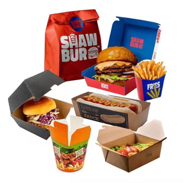 Customized Biodegradable Fast Food Takeaway Box Kraft Paper for Lunch Packaging