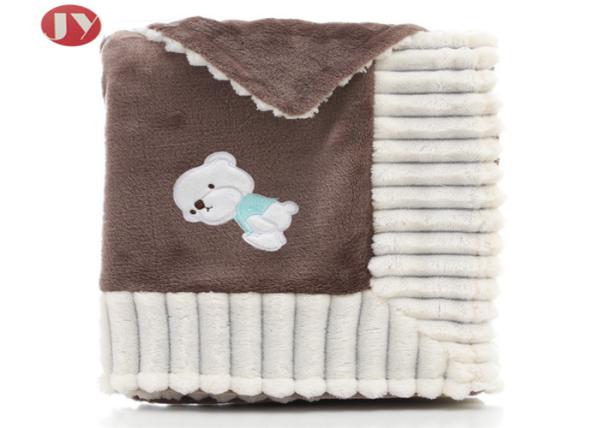 Embroidered Warm Baby Blanket Soft flannel Fleece animal cartoon swaddled  Bedding Decration