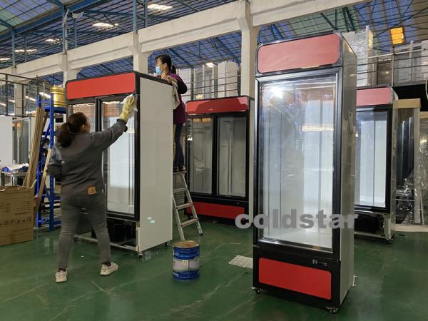 Upright Commercial 2 Glass Door Refrigerator Freezer Showcase For Supermarket Chain Store