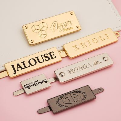 Rectangle Engraved Custom Metal Logo Nameplate Prevent Fade Surface for Handbags