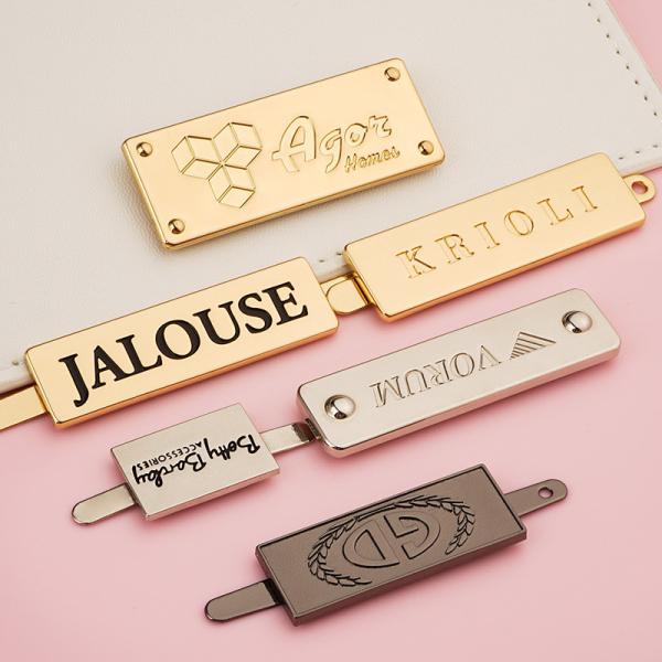 Rectangle Engraved Custom Metal Logo Nameplate Prevent Fade Surface for Handbags
