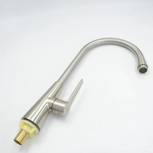 Induction Tap Silver Zinc Alloy Kitchen Sink Faucets With Earthenware Spool Material