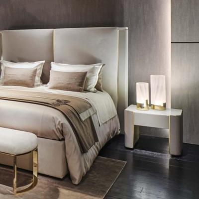Armários na moda de mármore 0.6m modernos minimalistas da cabeceira de Nightstand 400mm