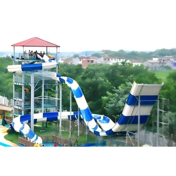 Four Person Skyward Spiral Water Slide 17.5m in Aqua Park