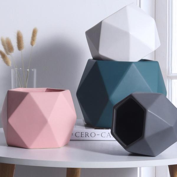12*16.5cm Octagonal Bulk Painted Miniature Ceramic Flower Pots