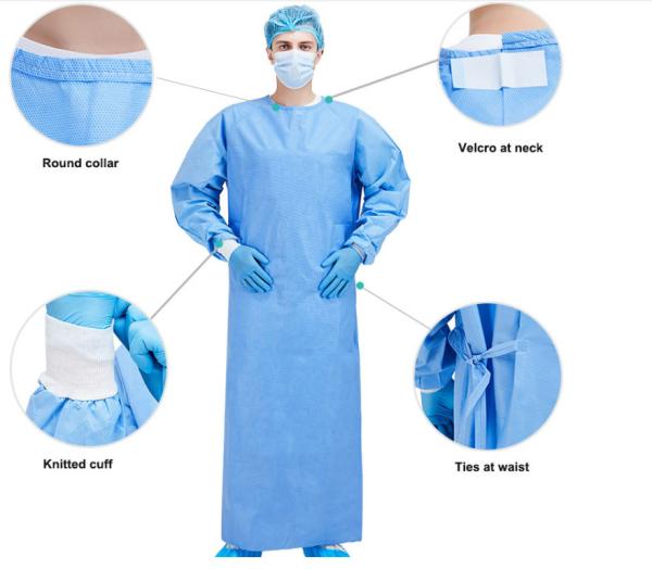 Manufacturer Anti Blood Alcohol Disposable Surgical Gowns With Elastic Cuffs
