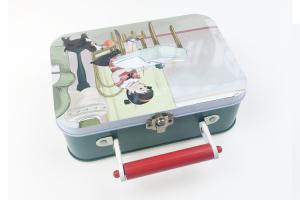 Wood Handle Kids Tin Lunch Box , Custom Print Vintage Empty Metal Tins