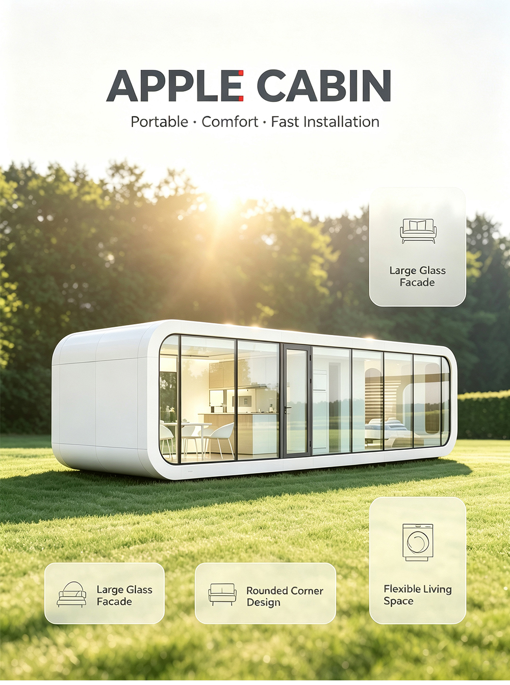 20ft Prefabricated Houses Modular Container Homes Prefab Tiny House Movable Prefab Cabin Good Price Mobile Apple Cabin Homestay