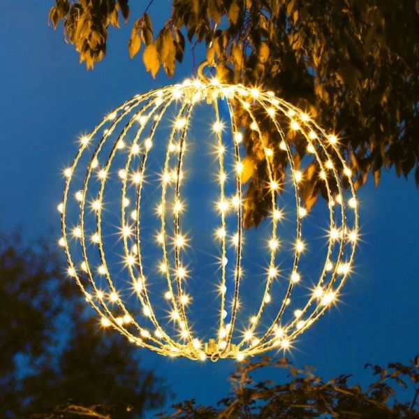 Christmas foldable ball lights, LED illuminated spherical lights, outdoor European-style landscape lights, spherical garden lights.