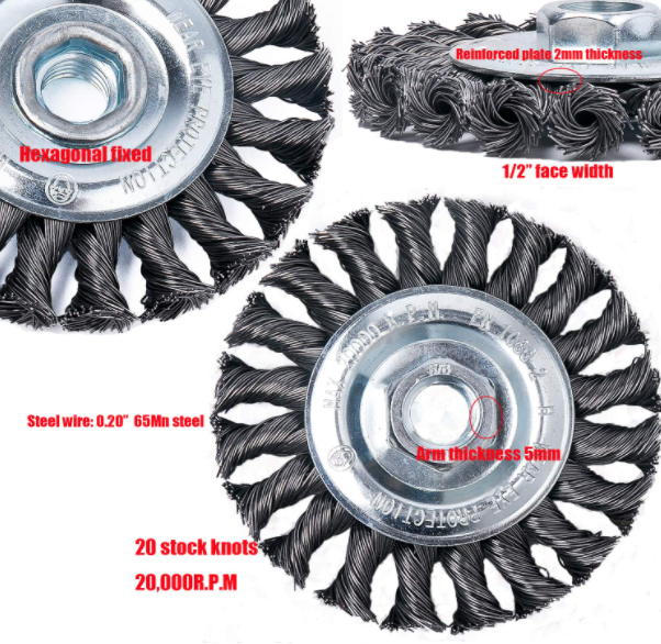 4Inch Wire Wheel Brush Twist Knotted Carbon Steel For Grinder