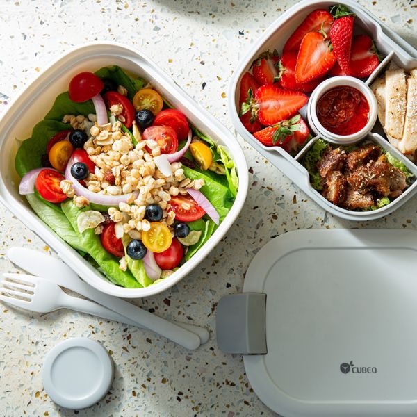 Large Capacity Take Away BPA Free Eco Friendly Food Container with Lid Fork and Knife